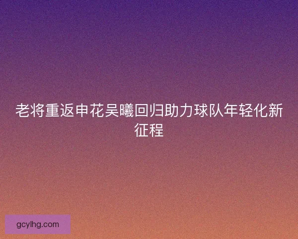 老将重返申花吴曦回归助力球队年轻化新征程