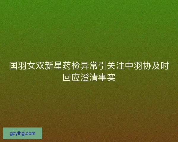 国羽女双新星药检异常引关注中羽协及时回应澄清事实