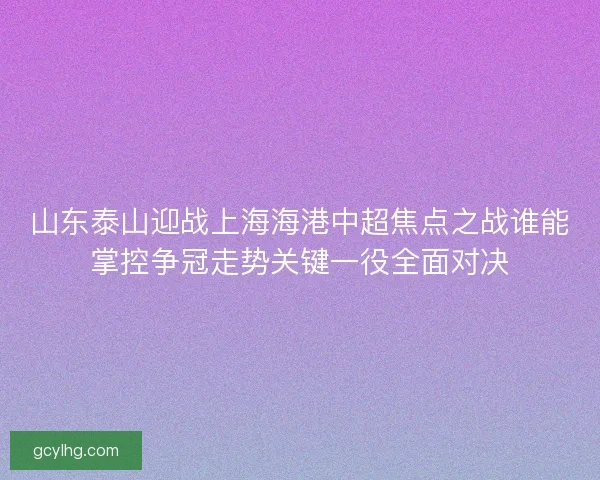 山东泰山迎战上海海港中超焦点之战谁能掌控争冠走势关键一役全面对决