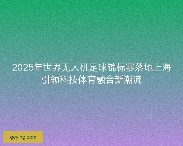 2025年世界无人机足球锦标赛落地上海引领科技体育融合新潮流